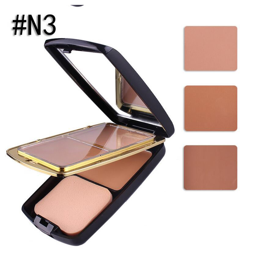 MISS ROSE 3in1 Professional Make up Compact Powder [2 Colors Compact + 1 Color Foundation] 35 g