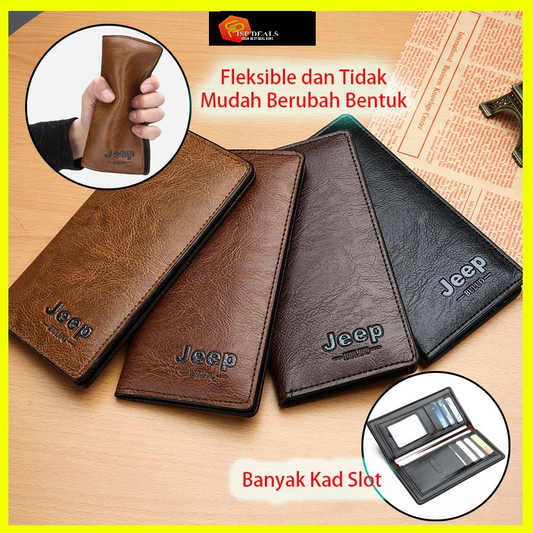 DealS Jeep Buluo Long Fold PU Leather Wallet Multiple Card Slots Men Wallet Purse Dompet Lelaki Bisnes Beg Duit Kulit