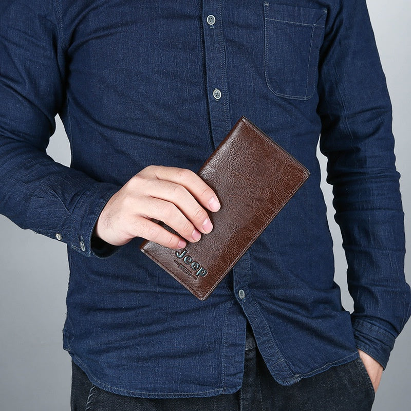 DealS Jeep Buluo Long Fold PU Leather Wallet Multiple Card Slots Men Wallet Purse Dompet Lelaki Bisnes Beg Duit Kulit