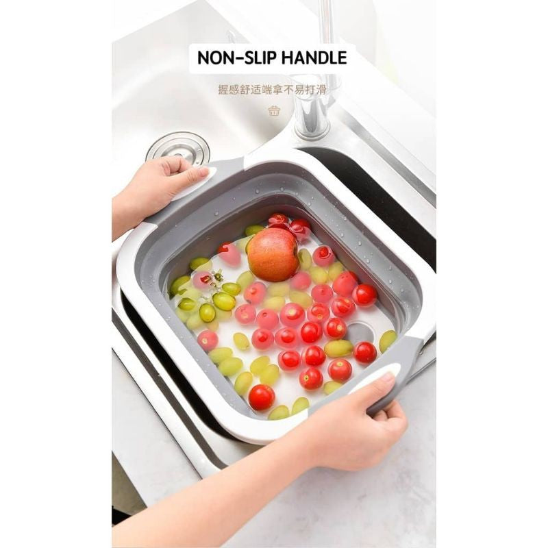 Portable Collapsible Cutting Board Papan Pemotong Foldable Chopping Board Kitchen Drainer Sink Basket Wash Basin Strainer Chopper