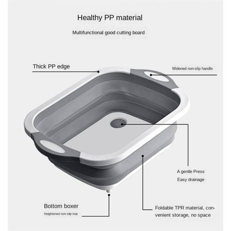 Portable Collapsible Cutting Board Papan Pemotong Foldable Chopping Board Kitchen Drainer Sink Basket Wash Basin Strainer Chopper