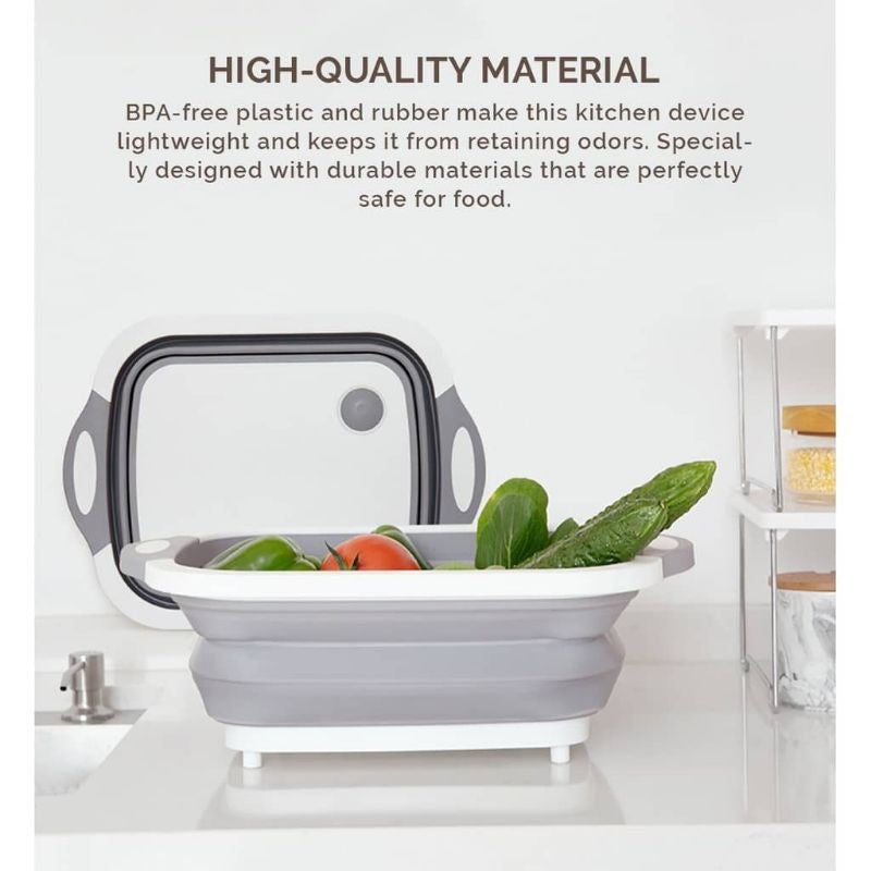 Portable Collapsible Cutting Board Papan Pemotong Foldable Chopping Board Kitchen Drainer Sink Basket Wash Basin Strainer Chopper