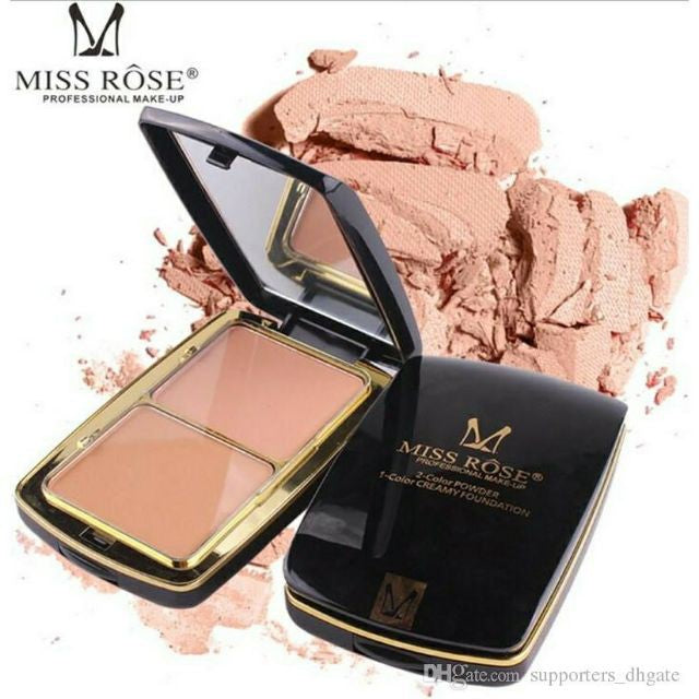 MISS ROSE 3in1 Professional Make up Compact Powder [2 Colors Compact + 1 Color Foundation] 35 g