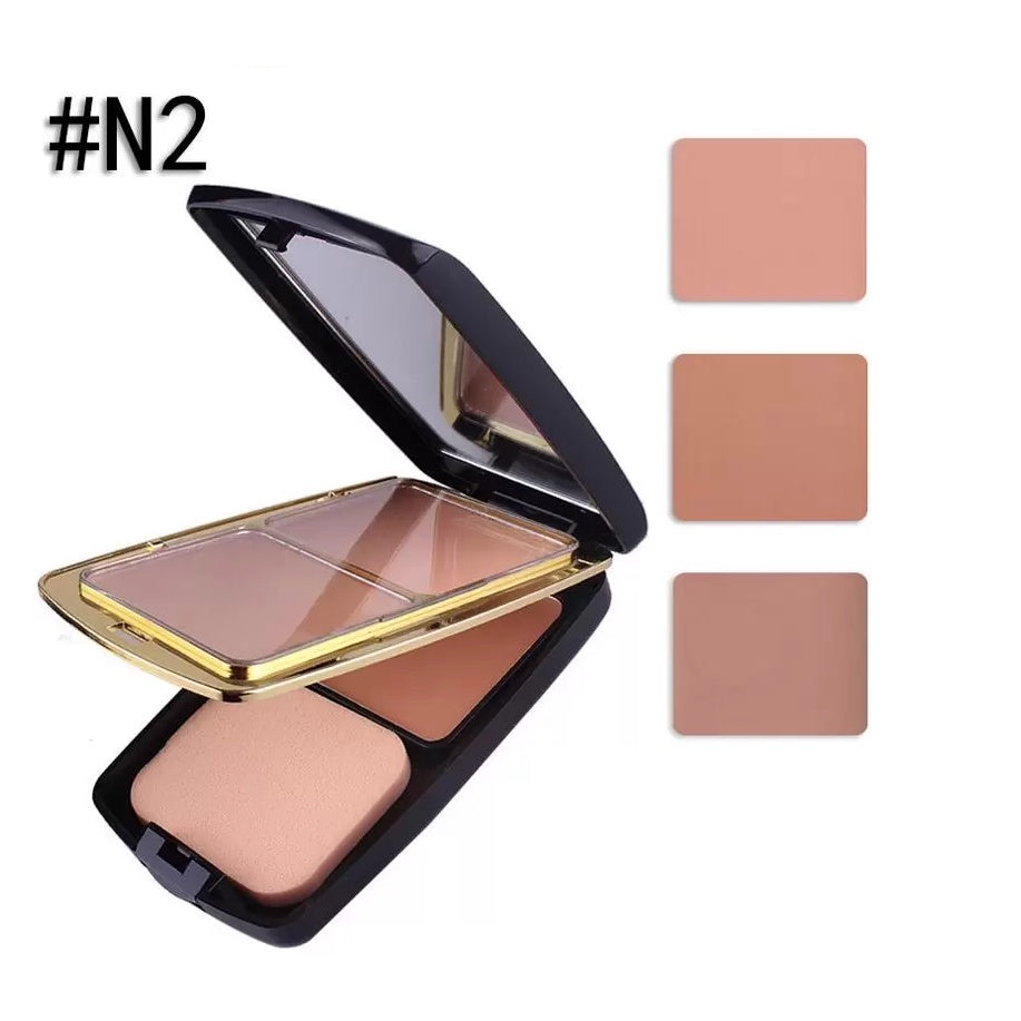 MISS ROSE 3in1 Professional Make up Compact Powder [2 Colors Compact + 1 Color Foundation] 35 g