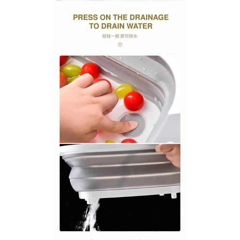 Portable Collapsible Cutting Board Papan Pemotong Foldable Chopping Board Kitchen Drainer Sink Basket Wash Basin Strainer Chopper