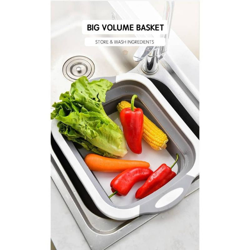 Portable Collapsible Cutting Board Papan Pemotong Foldable Chopping Board Kitchen Drainer Sink Basket Wash Basin Strainer Chopper