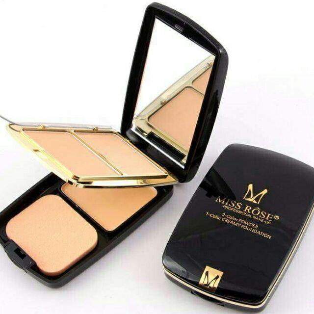 MISS ROSE 3in1 Professional Make up Compact Powder [2 Colors Compact + 1 Color Foundation] 35 g