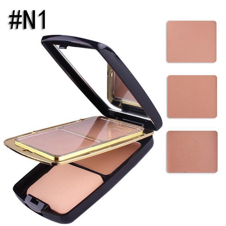 MISS ROSE 3in1 Professional Make up Compact Powder [2 Colors Compact + 1 Color Foundation] 35 g