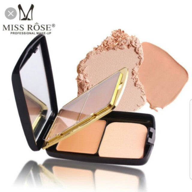 MISS ROSE 3in1 Professional Make up Compact Powder [2 Colors Compact + 1 Color Foundation] 35 g