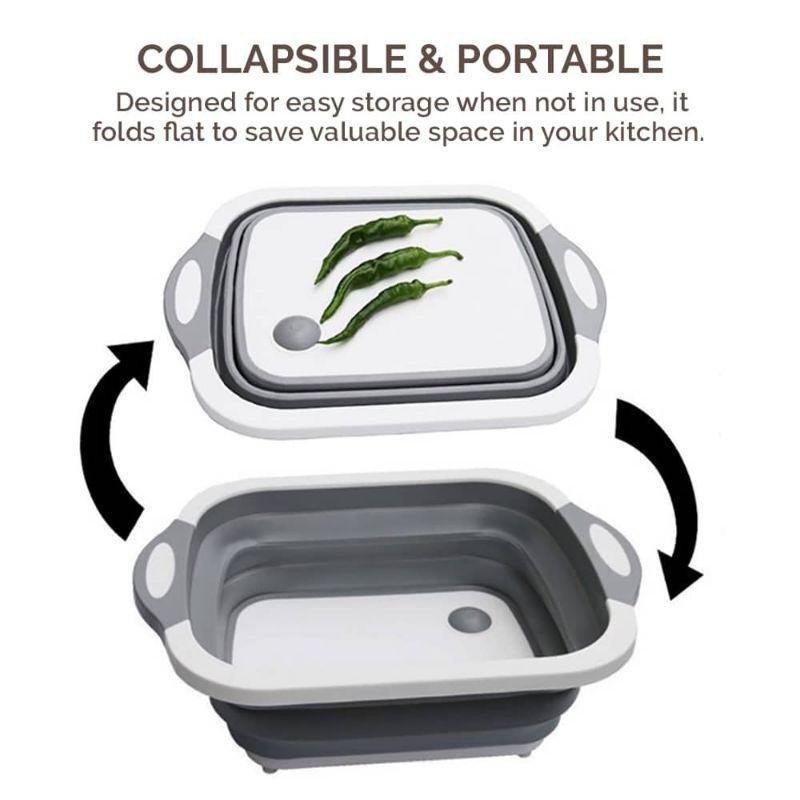 Portable Collapsible Cutting Board Papan Pemotong Foldable Chopping Board Kitchen Drainer Sink Basket Wash Basin Strainer Chopper