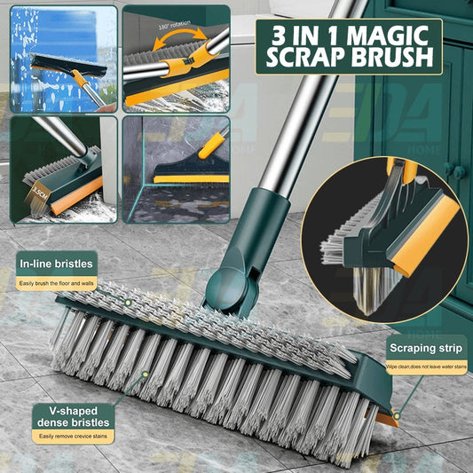 3 in 1 magic Brush Magic Broom Penyapu Lantai Floor Cleaning Brush Gap Scrub Brush Tile Kitchen Bathroom Toilet 刮刷清洁地刷