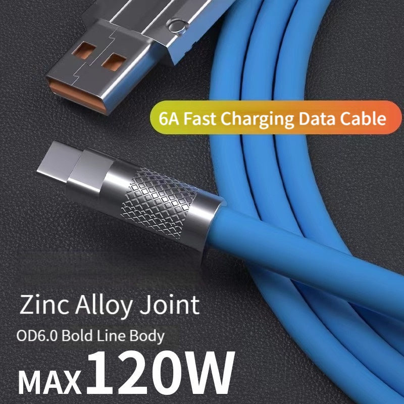 120W 6A Super Fast Charge cable Type C Liquid Silicone Cable Quick Charge Micro USB Cable Charger