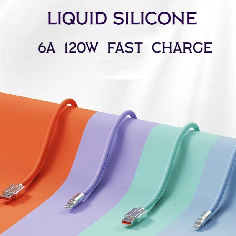 120W 6A Super Fast Charge cable Type C Liquid Silicone Cable Quick Charge Micro USB Cable Charger