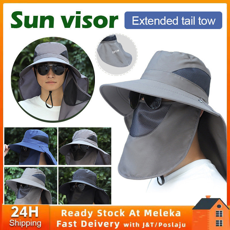 Fisherman hat Outdoor Windproof Sun Hat Hiking Hat Full Face Cover Cap Fishing Camping Hats Topi Memancing 渔夫帽