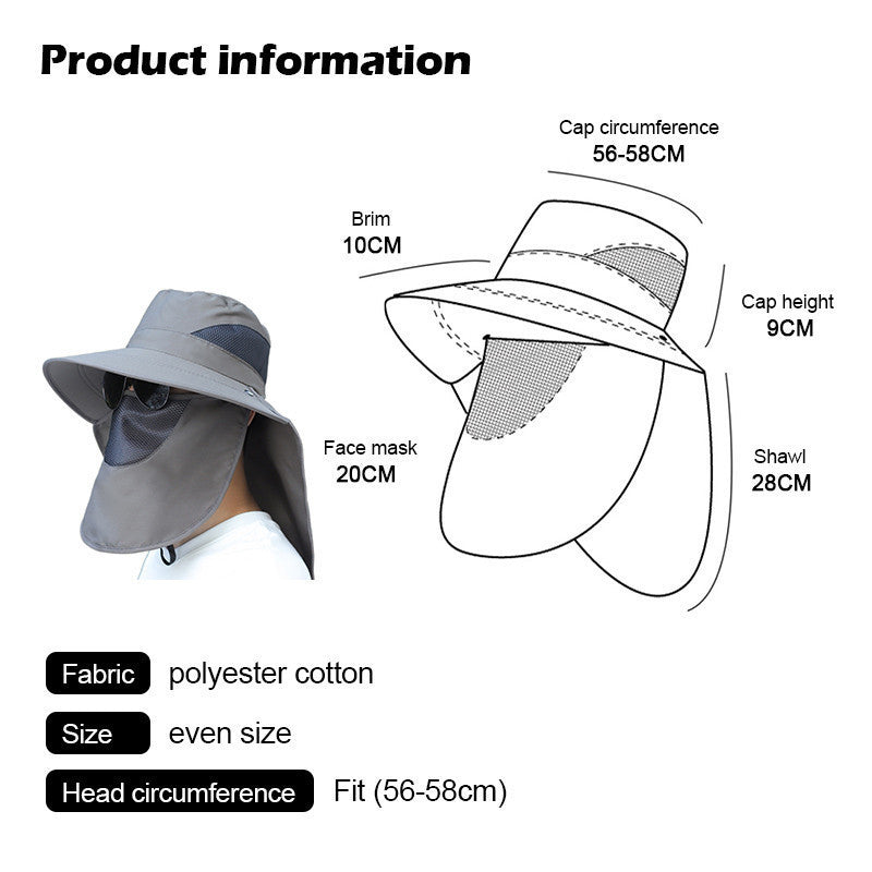 Fisherman hat Outdoor Windproof Sun Hat Hiking Hat Full Face Cover Cap Fishing Camping Hats Topi Memancing 渔夫帽