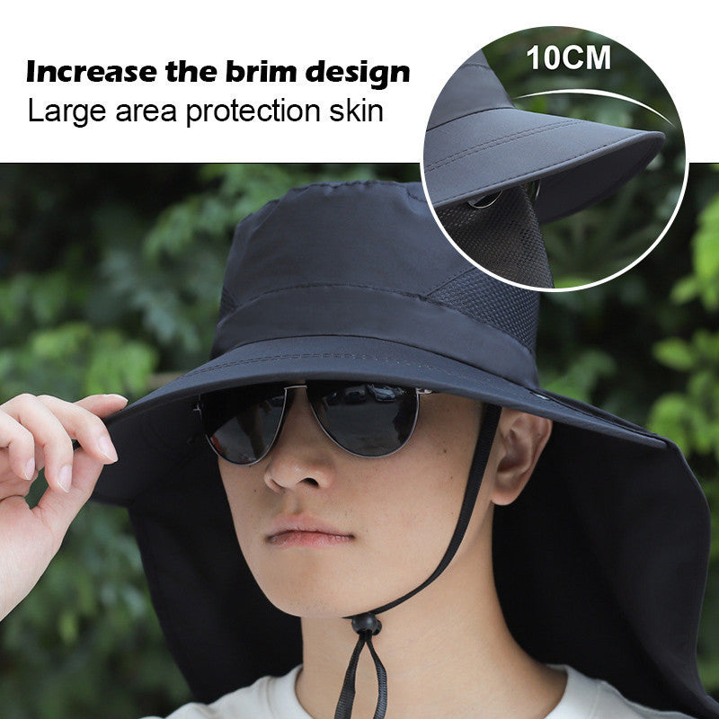 Fisherman hat Outdoor Windproof Sun Hat Hiking Hat Full Face Cover Cap Fishing Camping Hats Topi Memancing 渔夫帽