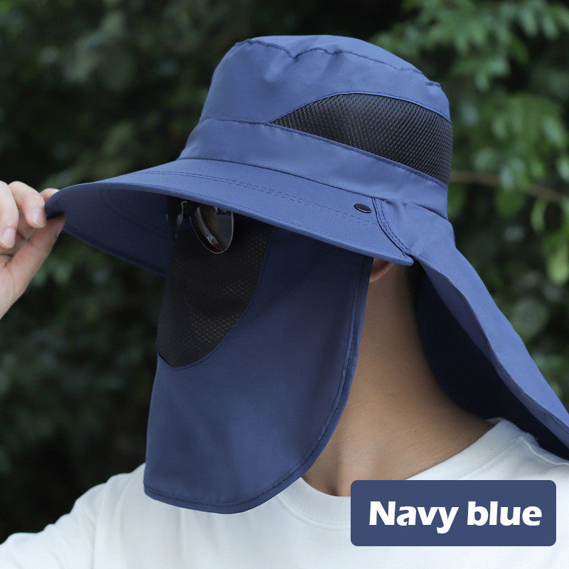 Fisherman hat Outdoor Windproof Sun Hat Hiking Hat Full Face Cover Cap Fishing Camping Hats Topi Memancing 渔夫帽