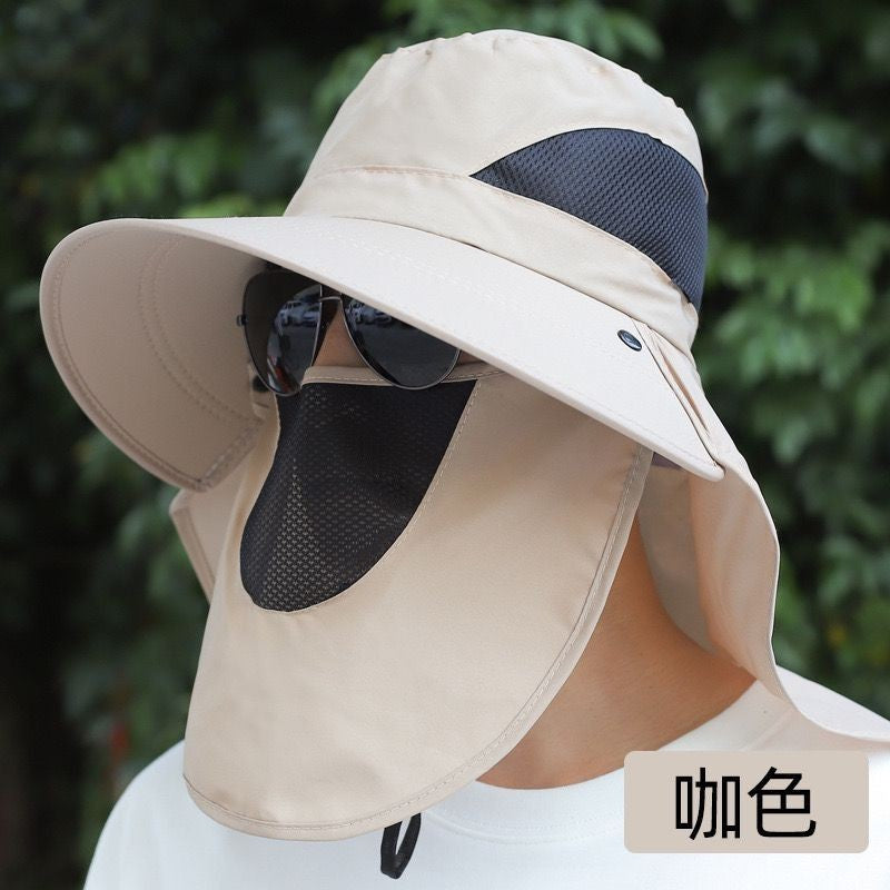 Fisherman hat Outdoor Windproof Sun Hat Hiking Hat Full Face Cover Cap Fishing Camping Hats Topi Memancing 渔夫帽